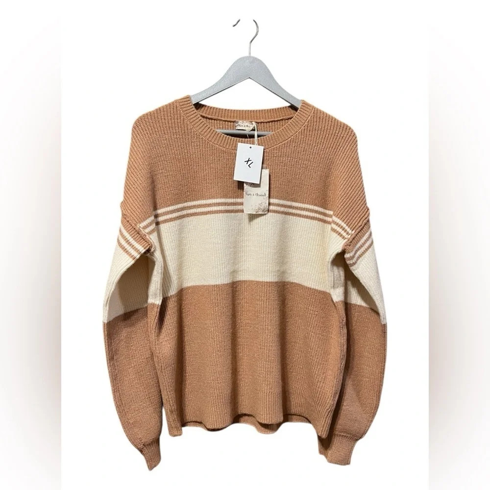 Hem & Thread Brown & White Sweater – XL